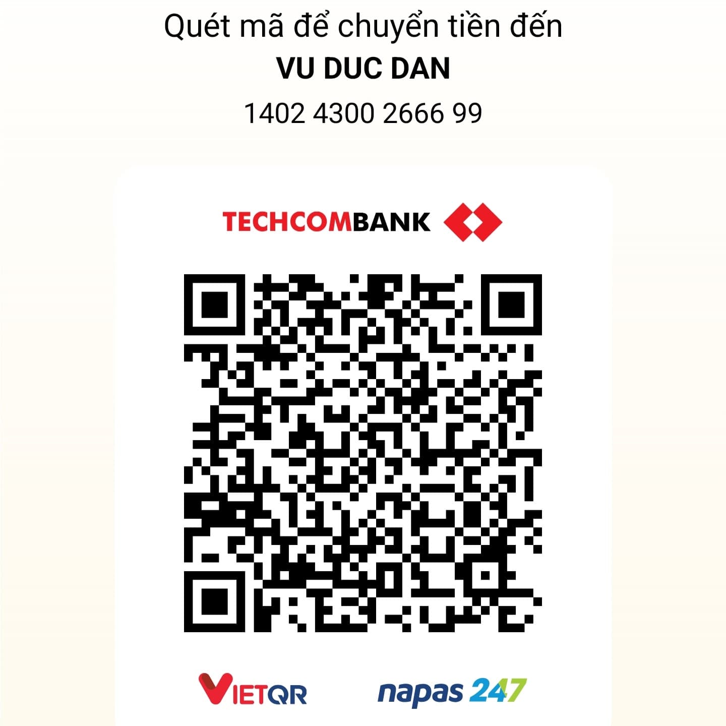 Mã QR chuyển khoản ủng hộ DanAI Karaoke